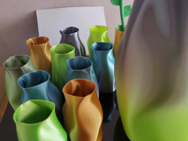 Vaso têxtil ondulado