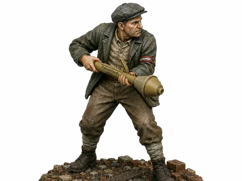 Uprising boy with panzerfaust in 32 mm and 1/35 for tabletop