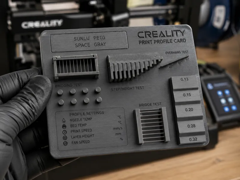 Creality Print Profile Card – Filament Test & Calibration