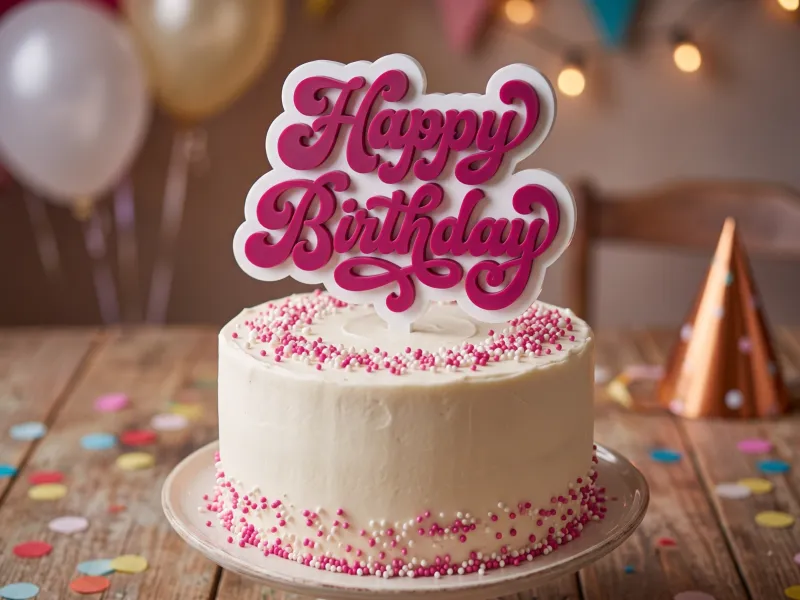 Happy Birthday Cake Topper 2 Colors
