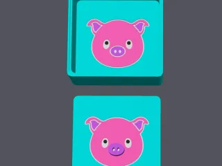 Pig Head - Farm Animals - Square Box