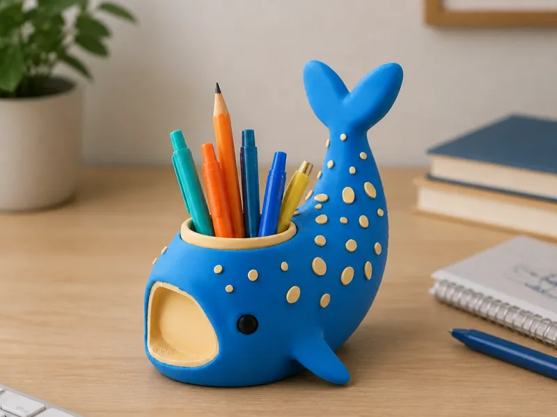 Blue Whale Desk Organizer - Ocean-Themed Stationery Stand