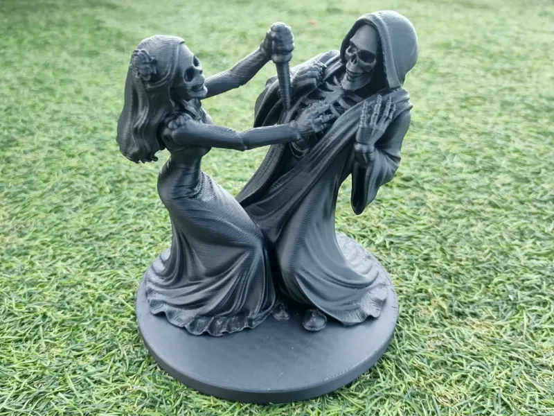 Eternal Embrace Skeleton Lovers Play Dagger Dance Figurine
