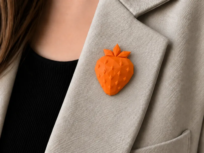 Low poly Strawberry badge / keychain