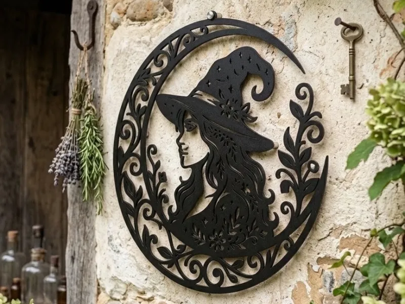Celestial Moon Witch – Fijnmazig wandpaneel / wanddecoratie