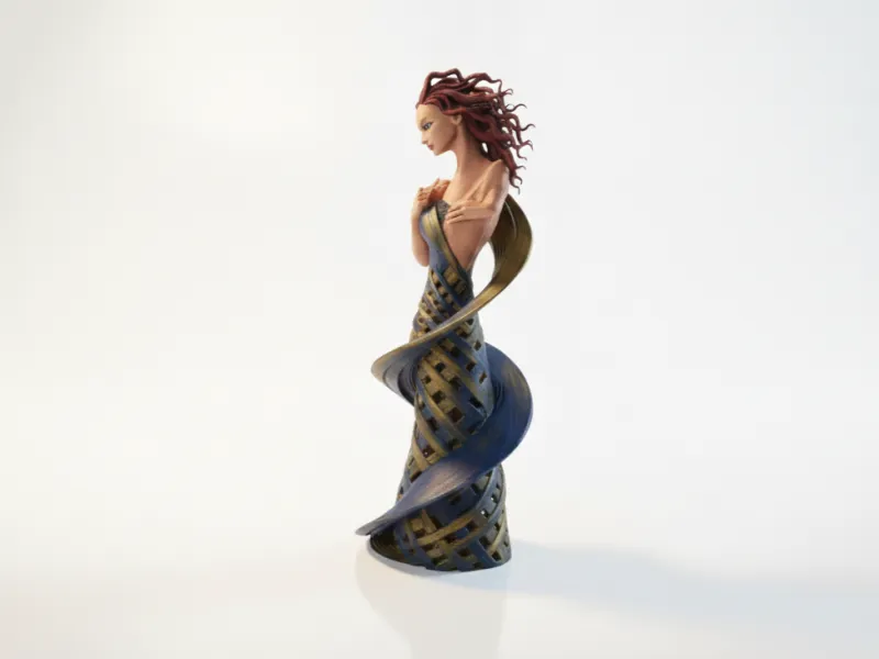 Figurine féminine en spirale, art féminin imprimable en 3D