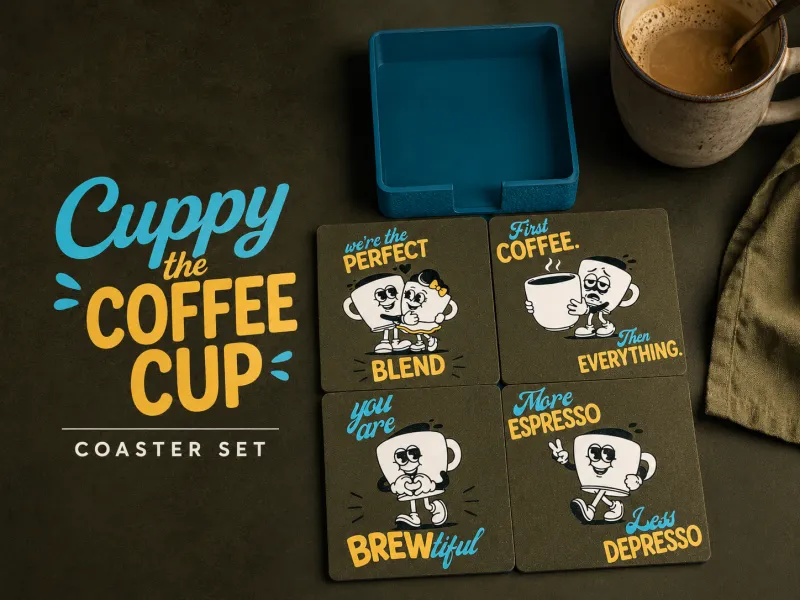 Cuppy the Coffee Cup Coaster Box Set