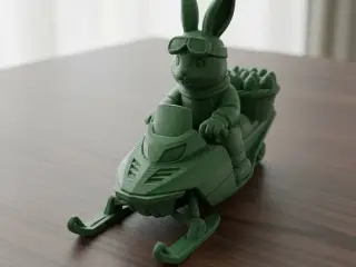 Easter Bunny Snowmobile Rider