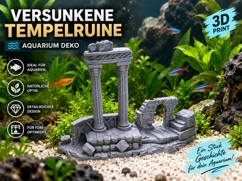 Versunkene Tempelruine – Aquarium Deko