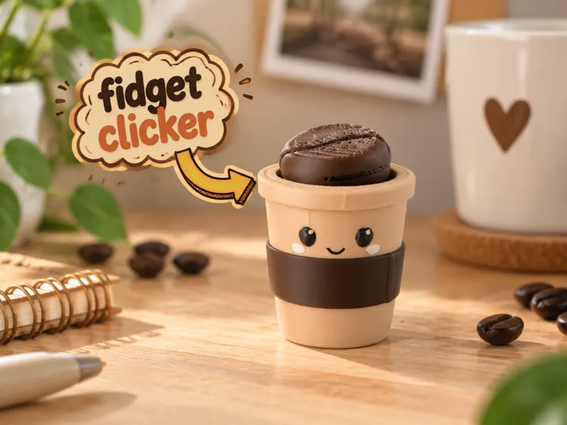 Kawaii Coffee Clicker Toy - Stress Relief Fidget