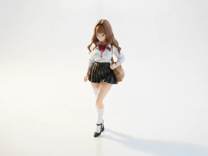 带书包的女学生人物3D打印模型