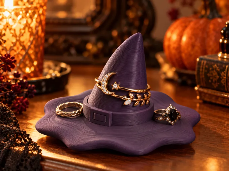 HEKSENWALS – Gebeeldhouwde Heksenhoed Ringenhouder | Halloween Juwe