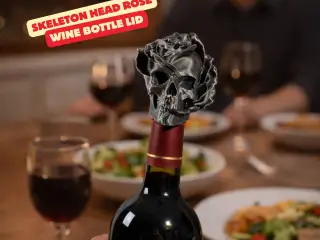 SKELETON HEAD ROSE - WINE BOTTLE LID 🍷💀
