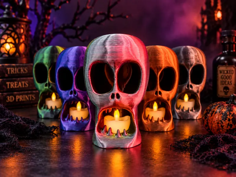 Bougeoir Crâne d'Halloween – Porte-bougie LED Effrayant