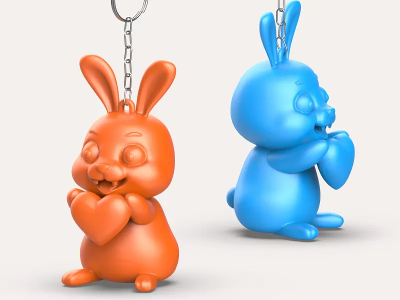 Portachiavi 3D Coniglietto Vampiro di Pasqua, Ciondolo Coniglietto a Cuore Carino