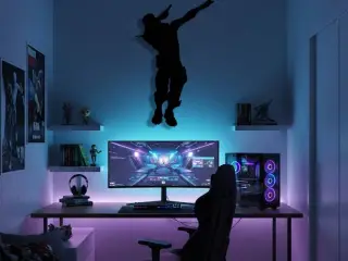 Wall Decor Silhouette - Epic Gamer Jump / Fortnite Inspired