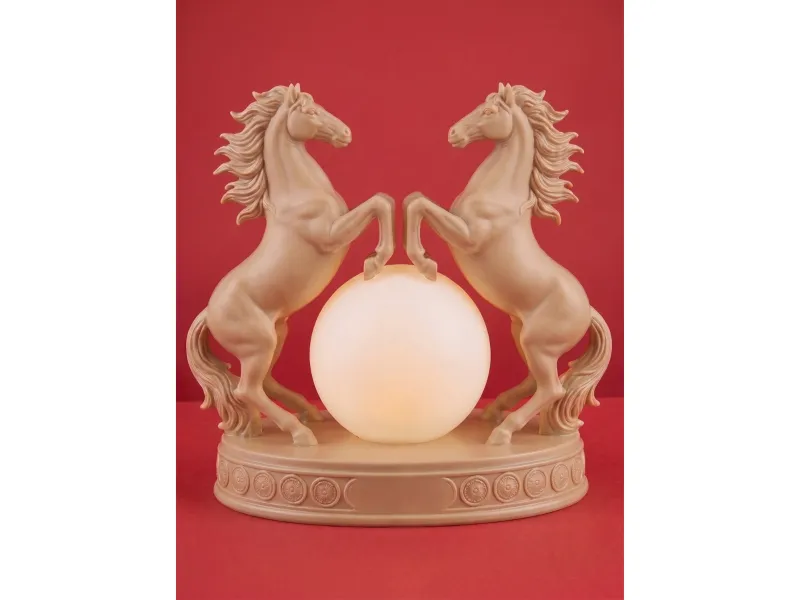 Twin Horse Orb Lamp 3D Print | Rearing Horses Night Light