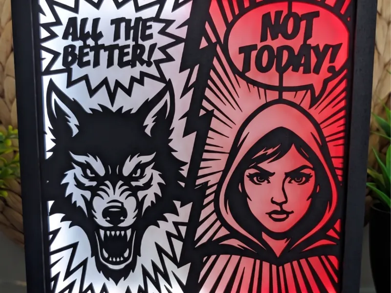 Little Red vs Wolf Comic Art - Modular Light Box Insert