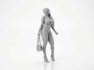 Glasses Lady With Handbag Female Figurine 3D Printable