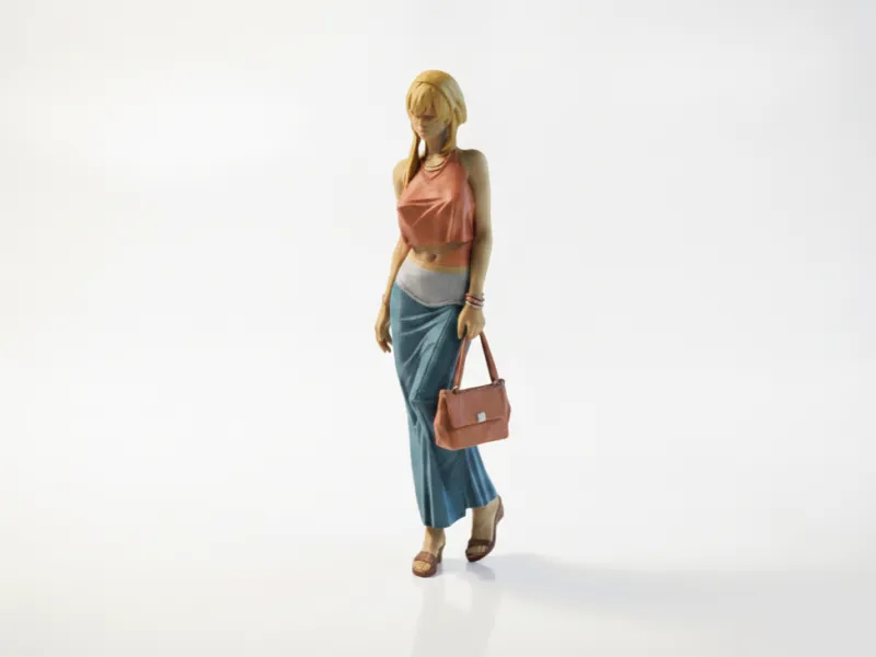 Schlanke Handtaschen-Dame Figurine Weibliche Figur 3D-druckbar