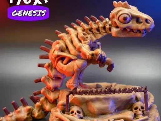 Esqueleto Flexi de Acrocanthosaurus com base – Impressão em um só lugar