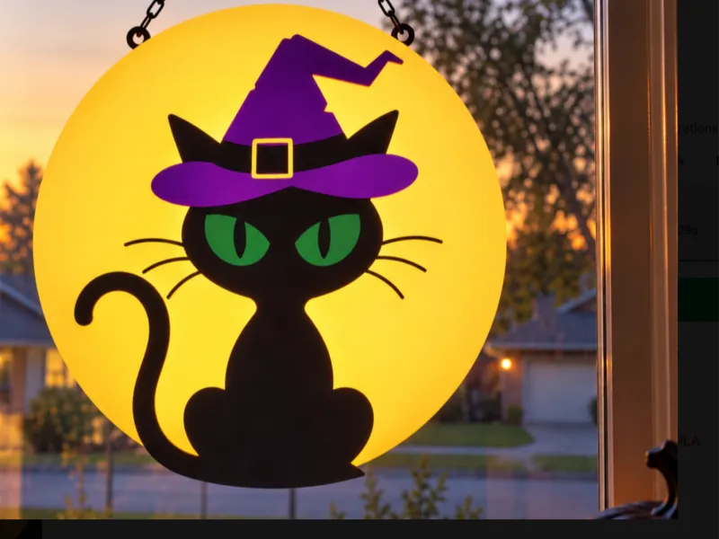 Kat in de maan raamdecoratie