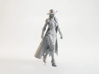 Cyborg Cowgirl Figurine Female Figure 3D Printable