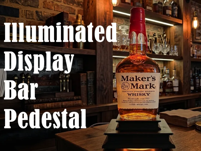 Minimalist Illuminated Display Bar Pedestal-With LED Lamp