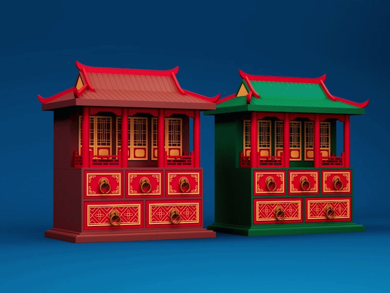 ⛩️ Chinese Pavilion Drawers (100% Support-Free)