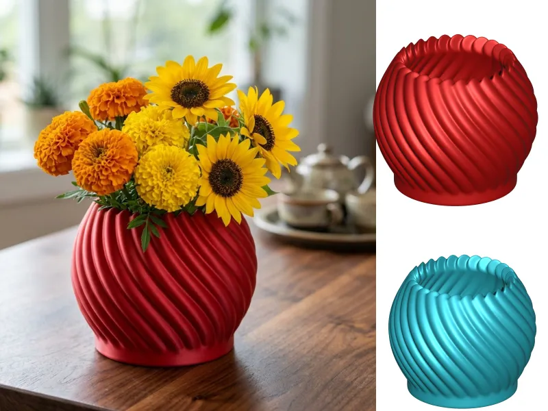 Twisted Spherical Vase / Swirl Globe Vase