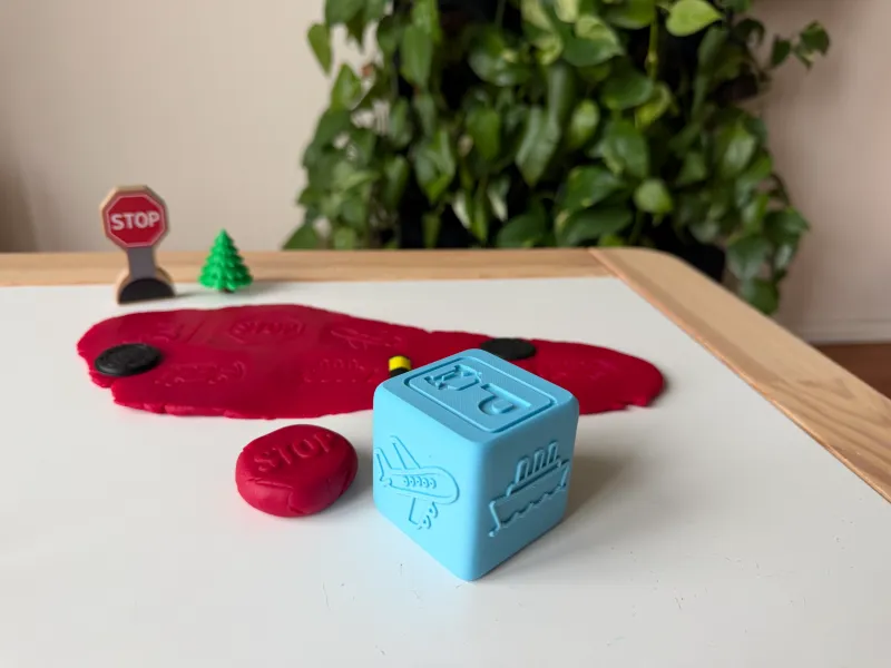 Montessori Stamping Cube – Vehicles