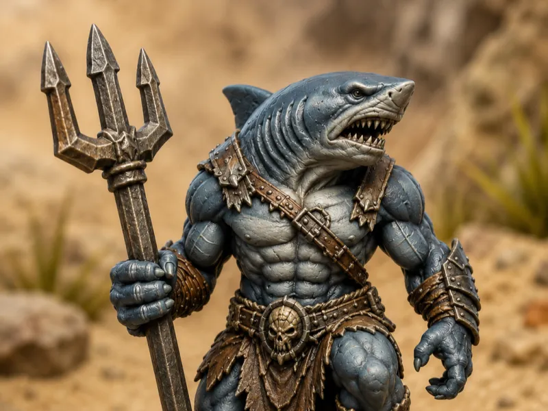 Humanoïde haaienkrijger voor RPG en tabletop