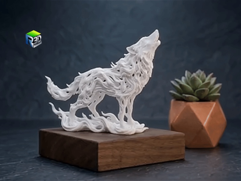 White wolf sculpture