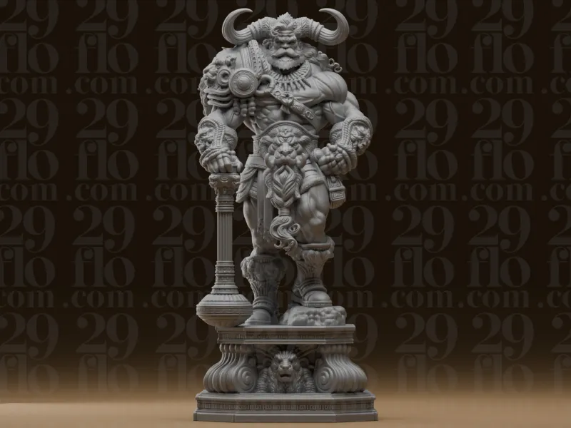 #398 Horned Barbarian Champion Classical Fantasy Statue