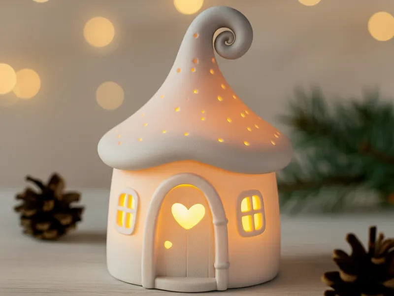 Mushroom House Candle Holder | Magical Christmas Decor