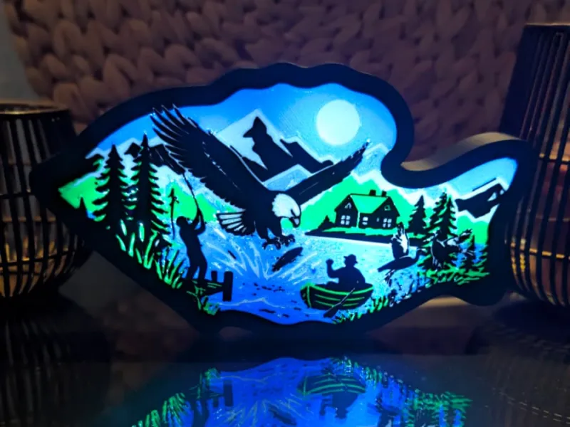 Fish Shape Wilderness Lightbox - Eagle & Angler