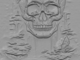 Skull waterfall - relief sculpture