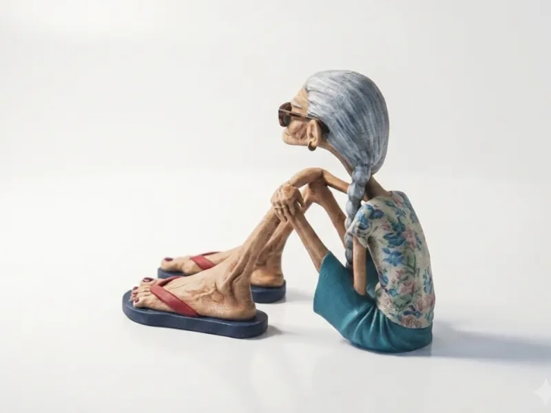 座る老婆 高齢女性フィギュア 3Dプリント可能