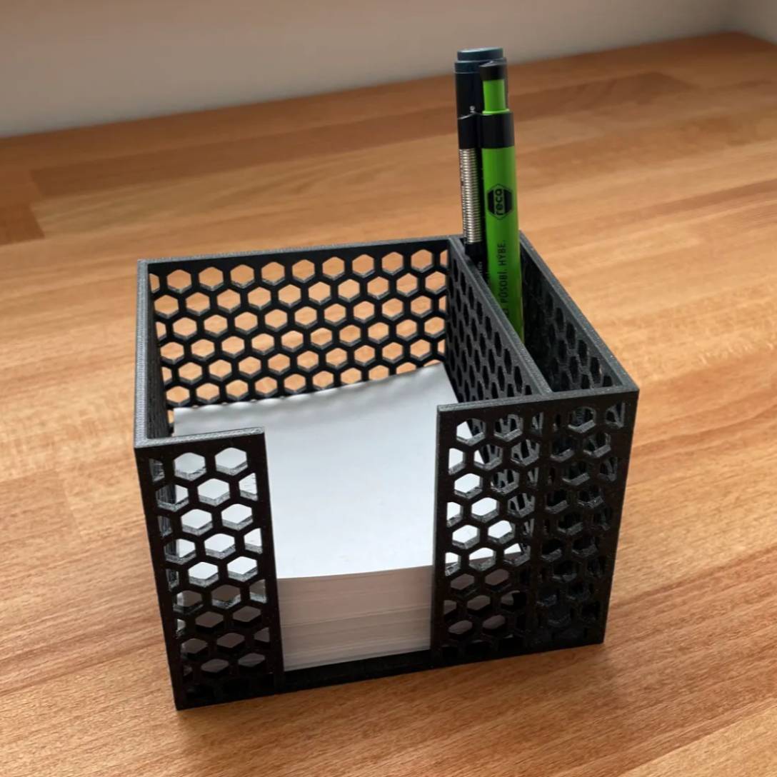 note block stand with pen compartment