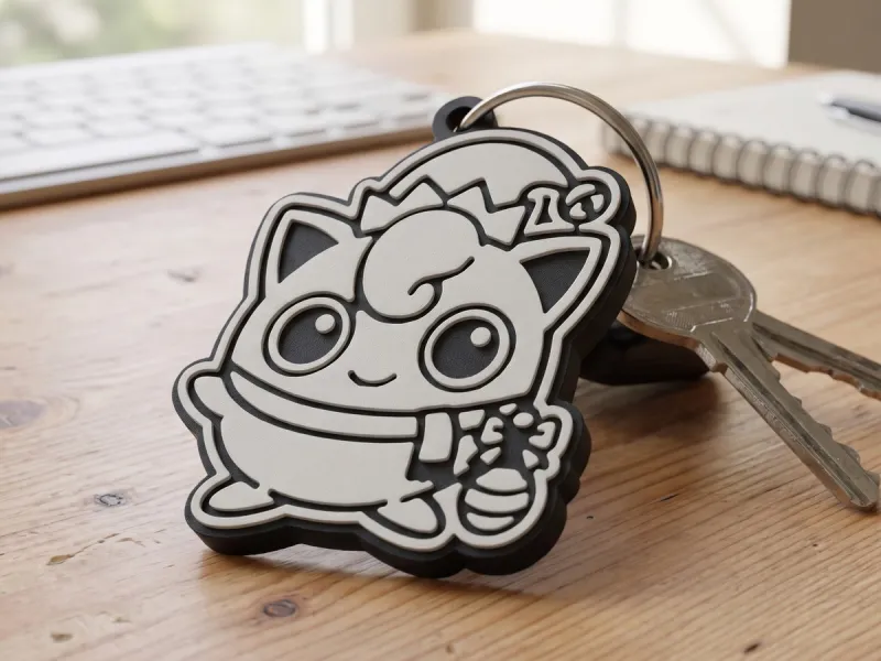 Jigglypuff Christmas Keychain - Santa Hat, 2 Colours, No AMS