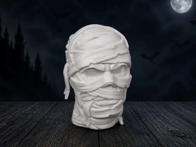 Bandaged Mummy Head Bust Halloween Decor
