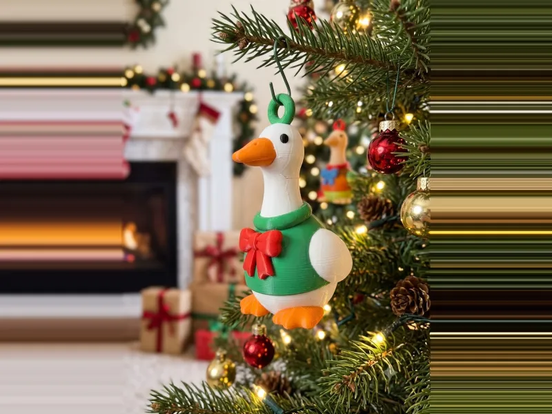 Cute Goose / Duck Ornament - Festive Multi-Color 3D Print