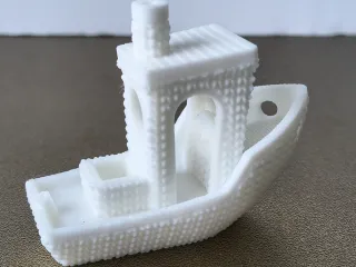 Knitted Benchy Test Boat Model.