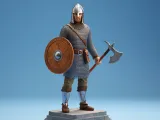 4126 Viking Warrior with Shield and Axe Minimalist STL DND-0