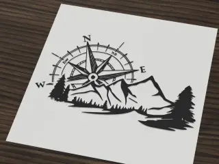 Mountain compass rose travel stencil