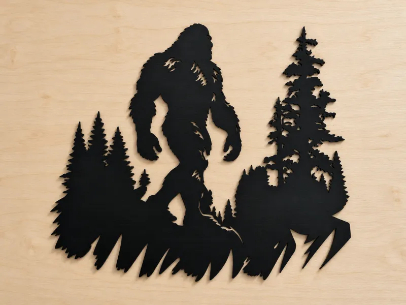 Arte de pared de Bigfoot en la naturaleza, decoración del hogar