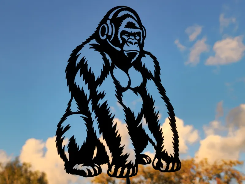 Gorilla with Headphones Wall Art