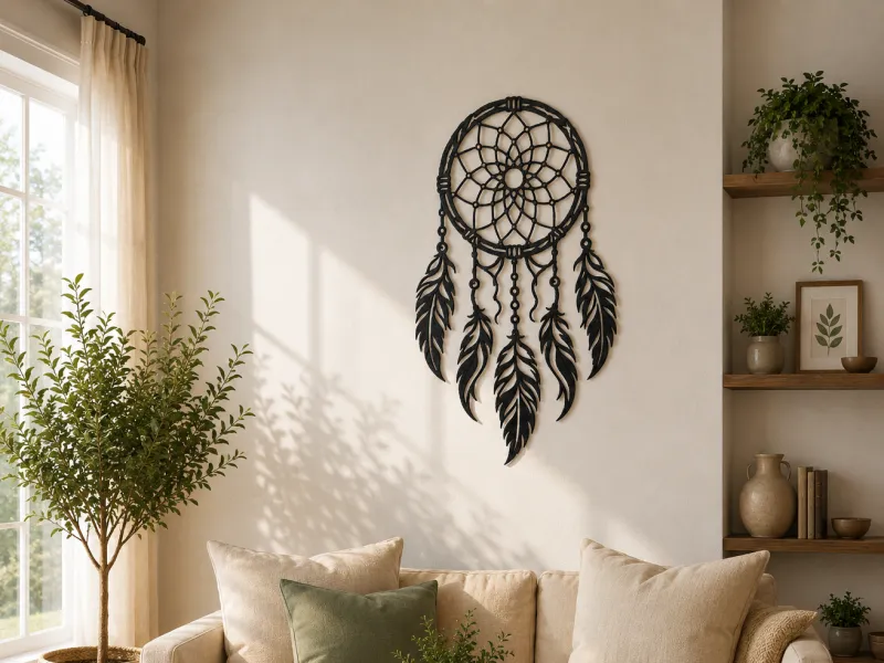 Dreamcatcher 2D Wall Art  Boho Feather Decor