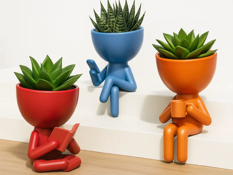 Human Planter Set, Plant Buddy Pot, Robert Succulent Planter