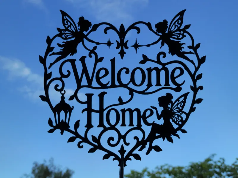 Art mural 2D "Bienvenue chez vous" Fées, décoration fantaisie